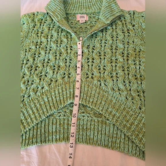 🧶 Urban Outfitters BDG Chunky Knit Quarter-Zip Sweater Pullover Green M - Picture 6 of 16